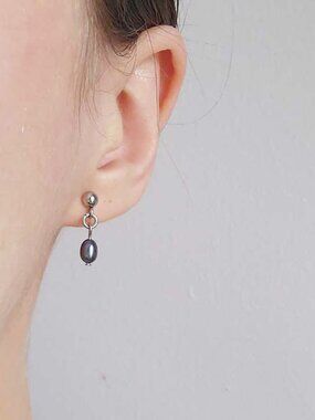 Mini blue pearl and silver earrings